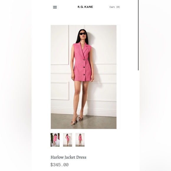 NEW R.G. Kane Harlow Jacket Dress Tuxedo FLAX Linen Cotton Sz L Fuchsia Pink - Picture 17 of 17